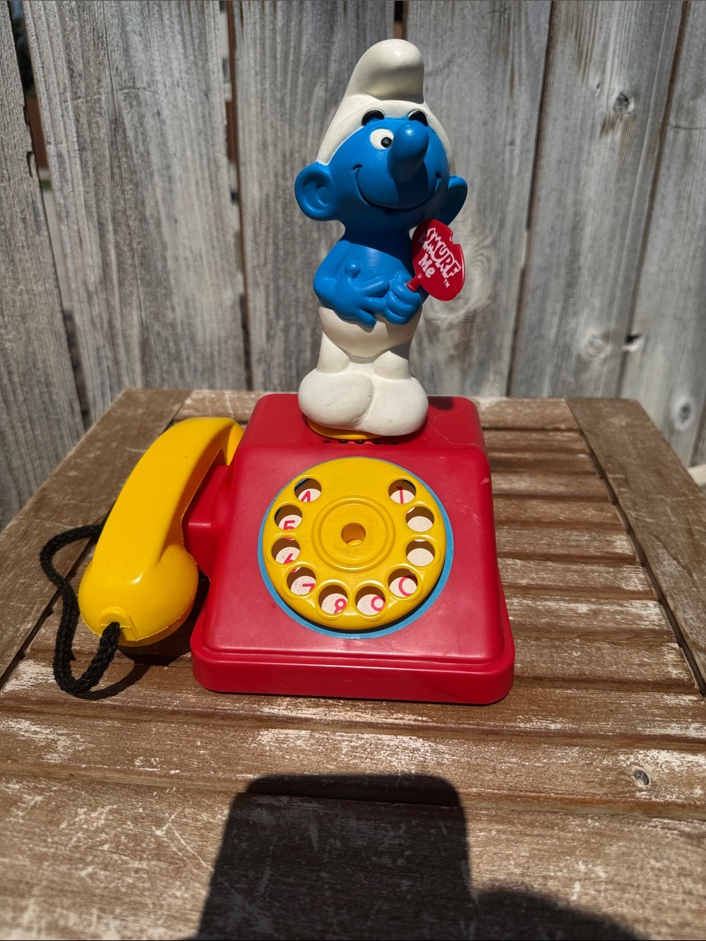 Vintage 1982 Smurf Rotary Toy Phone